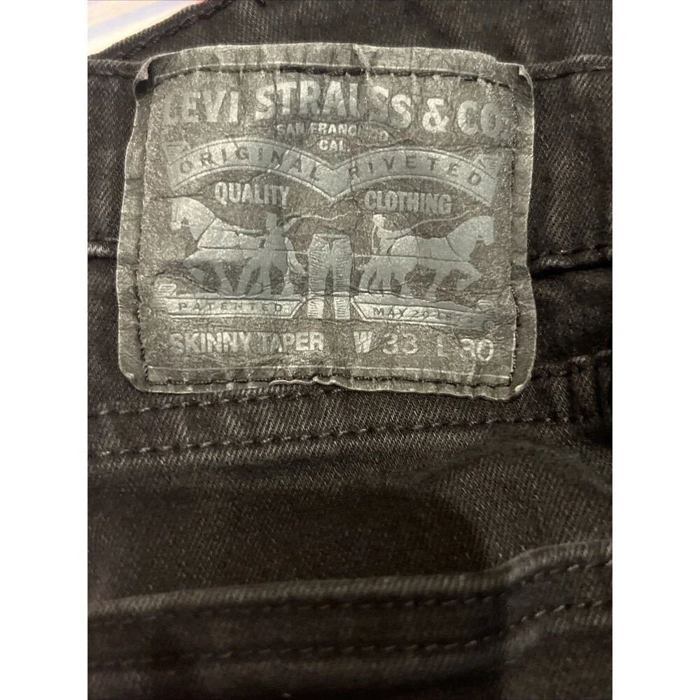 Levis Black Denim Skinny Tapered 5 Pocket Jeans | Men's 33Wx31L